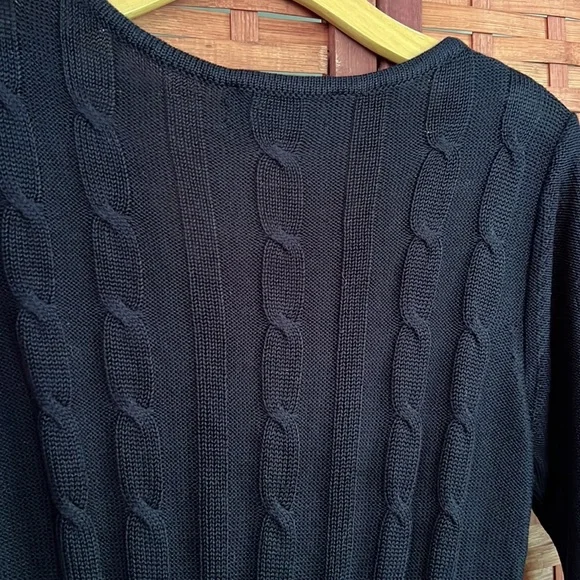NWT Black Label by Evan Picone Navy Blue Long Sleeve Knitted Sweater Dress Large - Picture 7 of 13
